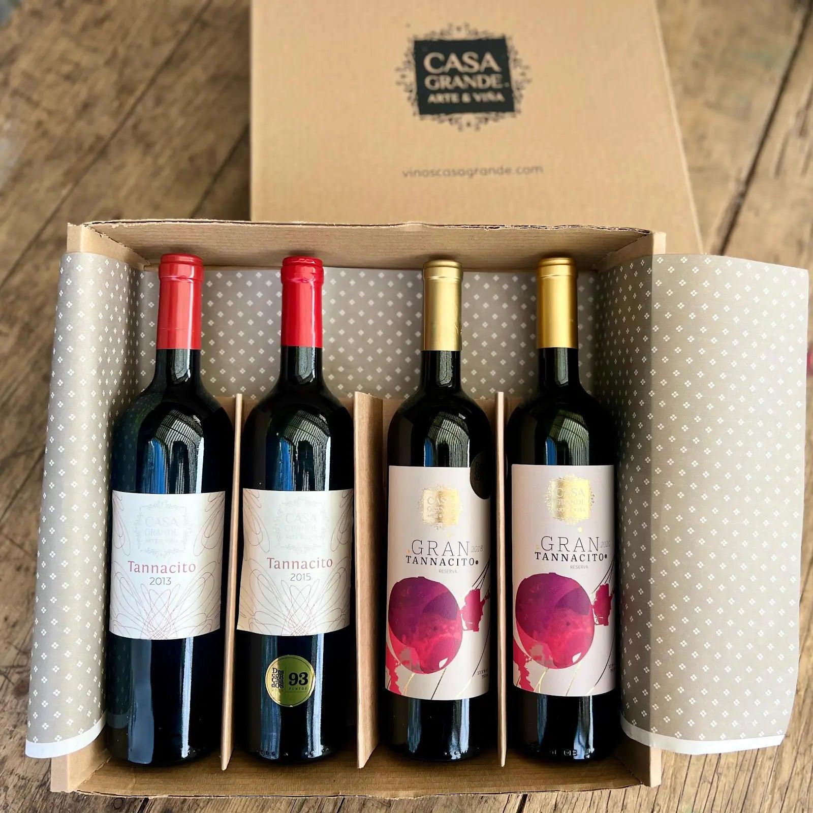 Pack Corazón de la bodega.
Contiene: 1 Tannacito 2013, 1 Tannacito 2015, 1 Gran Tannacito 2018 y 1  Gran Tannacito 2020